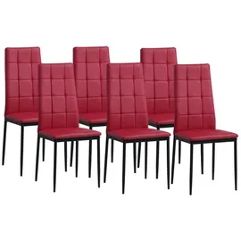 Albatros Esszimmerstühle RIMINI 6er Set, Rot - Edles Italienisches Design, Polsterstuhl Kunstleder-Bezug, Modern und Stilvoll am Esstisch-Küchenstuhl