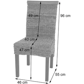 Mendler 2er-Set Esszimmerstuhl Korbstuhl M45 Stuhl Bananengeflecht ~ hell, ohne Kissen