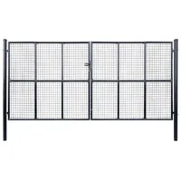 vidaXL Mesh-Gartentor Verzinkter Stahl 400 x 200 cm Grau : Grau