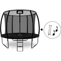 Aga24 - Aga Sport Exclusive Trampolin 305 Cm Schwarz + Sicherheitsnetz + Leiter + Verankerungsset 2 Stück