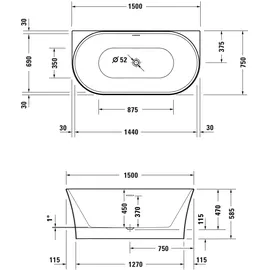 Duravit DuraSenja Designbadewanne 150 x 75 cm 700578000000000