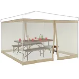 Relaxdays Moskitonetz für 3 x 3 m Pavillon, 2 Seitenteile, mit Reißverschluss & Klettband, 12 m XL Mückennetz, beige