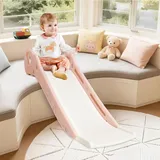 Rutsche für Kinder,Rutsche Indoor für Bett & Sofa,Kleinkind Bettseitenrutsche mit Rutschfester Basis, Kletterrutsch Spielset für Schlaf Wohnzimmer, Montessori-Spielzeug Für Den Spielplatz,Rosa