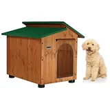 Hundehütten Hundehaus Hundehöhle Aus Massiv Holz Echtholz Geshenk THERMOVORHANG Made in Italy Mod. Alpi B - Pudel 60x70xH62