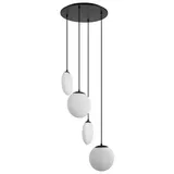 LUCANDE Lunelle Hängelampe, 4-flg., Ø 40 cm, schwarz, Glas - Wohnzimmer - 19.5