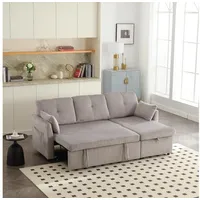 LuxusKollektion Schlafsofa Schlafsofa 3er L Form Bettkasten Schlaffunktion Couch Hellgrau Samt grau