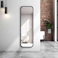 Heilmetz® Standspiegel mit Schwarz Metallrahmen 120x37cm Wandspiegel Ganzkörperspiegel Neigbar und wandmontiert für Wohnzimmer Schlafzimmer Badezimmer Garderobe