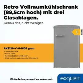 GGV Exquisit RKS120-V-H-160E Retro-Kühlschrank (122 l, 895 mm hoch, Mattschwarz)