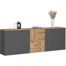 OTTO home ISEO 200 x 70 x 35 cm Grau / Eiche Wotan