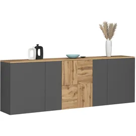 OTTO home ISEO 200 x 70 x 35 cm Grau / Eiche Wotan