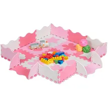 Relaxdays Puzzlematte mit Rand und Motiven Weiß,Pink,Rosa