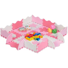Relaxdays Puzzlematte mit Rand und Motiven Weiß,Pink,Rosa