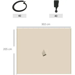 Outsunny - 4 Seitenteile - 302 x 205 cm - beige