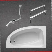 Schulte Raumsparbadewanne Modell Lago, Version links, Weiß Sanitäracryl, 160x90