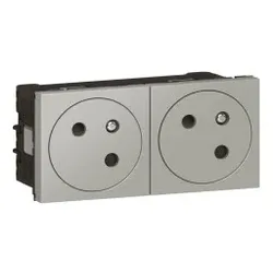 Legrand 079272L Mosaic LINK 2xSteckdose F/B Standard, erhöhter Berührungsschutz Farbe: Aluminium 1