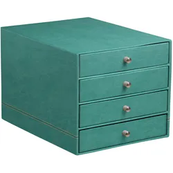 Rhodiarama Schubladenbox mit 4 geschlossenen Laden, Kunstleder, 24,8x32 ,7x22,8cm - Wassergrün 194579C