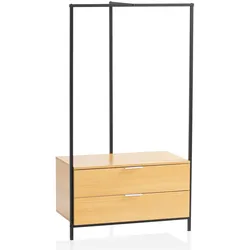 Garderobe FineBuy Kleiderschrank Eiche 152 cm Schubläden Kleiderstange Flur