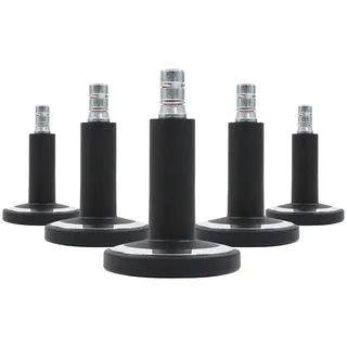 HJH Office 619043 Bodengleiter STATO-M, Stift 11mm Schwarz/Chrom robuste Gleiter für weiche Böden