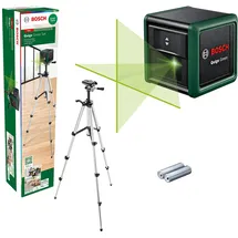 Bosch Home and Garden Kreuzlinienlaser Quigo Green mit Stativ (grüner Laser für bessere Sichtbarkeit, Gehäuse aus recyceltem Kunststoff, im Karton)