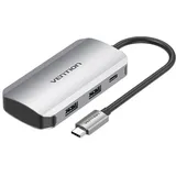 Vention 5 in 1 USB-C Hub, auf USB 3.0x4/PD100W 0,15m Aluminium