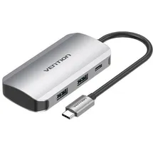 Vention 5 in 1 USB-C Hub, auf USB 3.0x4/PD100W 0,15m Aluminium