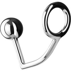 Metall-Penisring mit Analdildo, S, 4 cm, silber