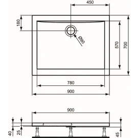 Ideal Standard Ultra Light Rechteck-Duschwanne, K193401,