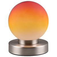 Trio Reality Leuchten Tischlampe PRESTON, Nickelfarben matt - Orange - Metall - Glas - H 15 cm - Touchfunktion