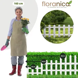 Floranica Zierzaun aus Holz 100 x 20 cm Weiß imprägniert Steckzaun als Beeteinfassung Rasenkante Tierzaun Bauernzaun - Weiß