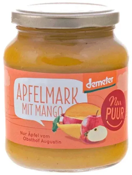 NurPuur Apfelmark ungesüßt mit Mango demeter 360g