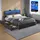 VASAGLE Doppelbettgestell, Bettgestell, passend für 140 x 200 cm Matratze, LED, Metallbett, 4 Schubladen, Ladestation, verstellbares gepolstertes Kopfteil, schiefergrau