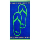 Gözze Strandtuch, Flip-Flop Design mit Motiven, 100% Baumwolle, 90 x 180 cm - Blau