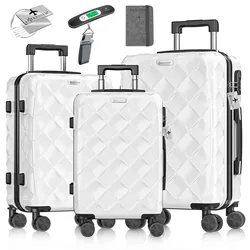 KESSER® Reisekoffer Set 3-teilig   Kofferset ABS Hartschalenkoffer mit Zahlenschloss, Kofferwaage & Reisebrieftasche 360° Rollen   Handgepäck & große Koffer für Business & Reise Trolley