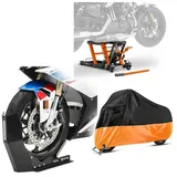 ConStands Motorradheber Set: Hebebühne Mid-lift L + Abdeckplane XXL Motorradheber passend für