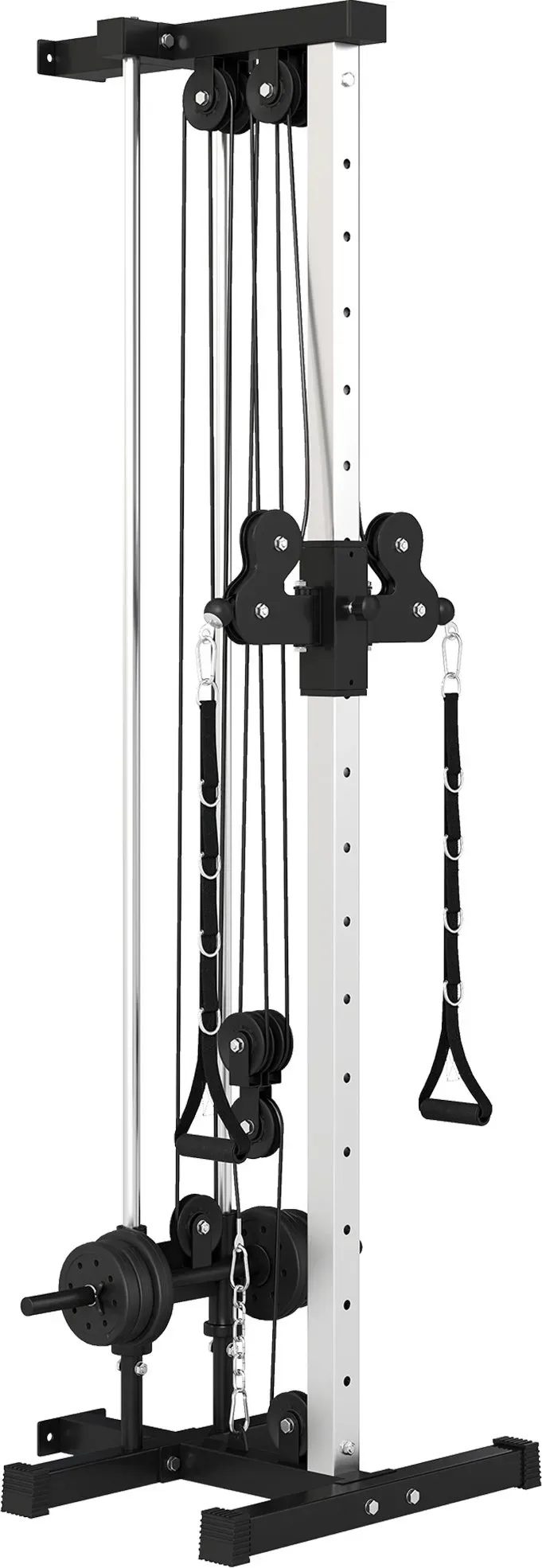 SPORTNOW Kraftstation höhenverstellbar 25-165 cm mit Dual-Pulley-Systemen Adaptern Multifunktionale Trainings-Gerät max. 120 kg, für Heimtraining 62 x 60 x 200 cm Schwarz   Aosom