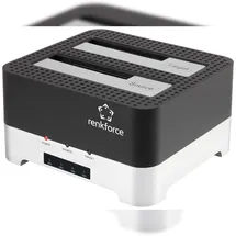 Renkforce RF-DOCKING-02 USB-A (USB 3.0) SATA 6 Gb/s 2 Port Festplatten-Kopierstation 2.5 Zoll, 3.5 Zoll mit Clone-Funktion