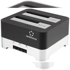 Renkforce RF-DOCKING-02 USB-A (USB 3.0) SATA 6 Gb/s 2 Port Festplatten-Kopierstation 2.5 Zoll, 3.5 Zoll mit Clone-Funktion