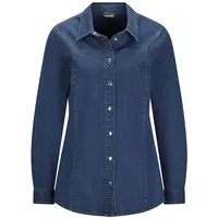 GOLDNER Hemdbluse Stilvolle Denim-Bluse blau 42