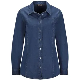GOLDNER Hemdbluse Stilvolle Denim-Bluse blau 42