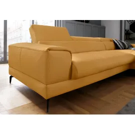 W.Schillig Ecksofa "piedroo, Designsofa mit tollem Sitzkomfort, bequem, L-Form", gelb (kurkuma z69), B:343cm H:70cm T:193cm, Longlife Xtra-Leder Z69: Das feinnarbige, gedeckte Softleder Z69 besticht durch seine außergewöhnliche Weichheit im trendigen »Vintage-Look«,