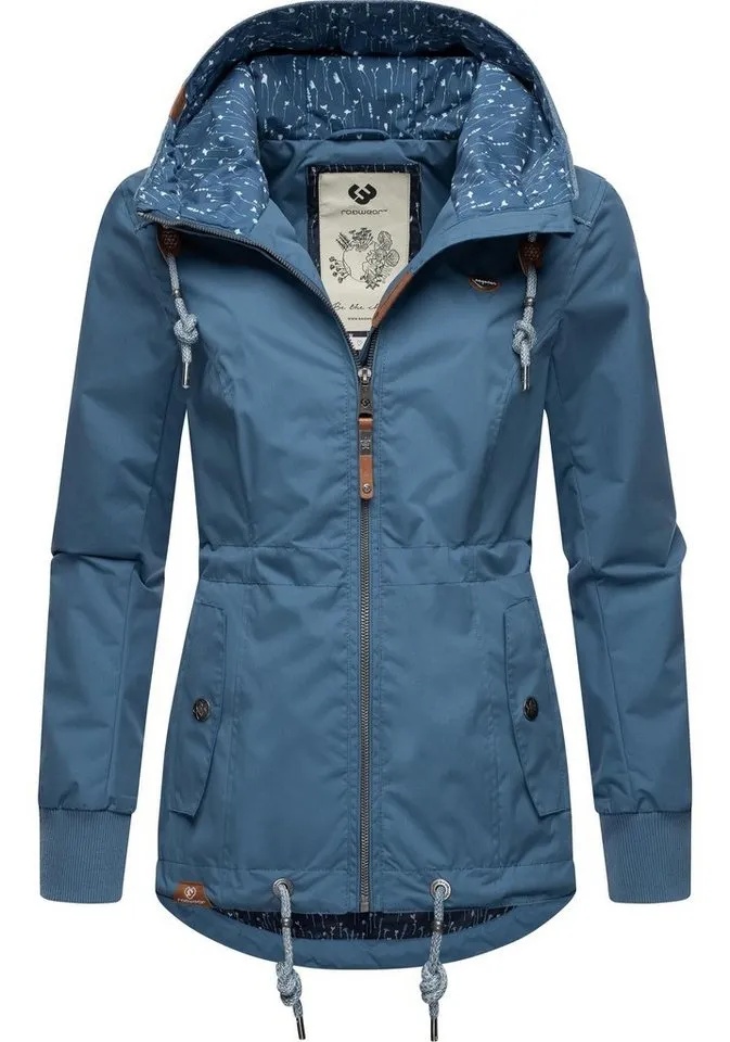 Ragwear Outdoorjacke Danka stylische Übergangsjacke mit großer Kapuze blau XL (42)
