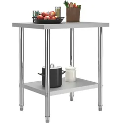 DELUKE® Edelstahl Arbeitstisch KUGO 80x60x85cm, Edelstahl Gastro-Arbeitstisch Arbeitsfläche Gastro-Küchentisch Küchen-Arbeitstisch