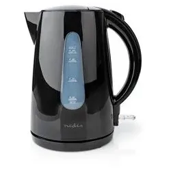 Nedis Wasserkocher - 1.7 l - Plastik - Schwarz - Um 360 Grad drehbar - Verdecktes Heizelement - Strix Controller - Boil-dry protection