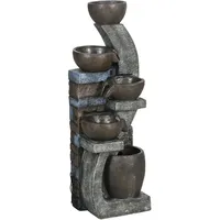 Gartenbrunnen, Solar Springbrunnen, Zierbrunnen mit LED-Beleuchtung Kunstharz