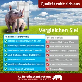 AL Briefkastensysteme 4 Fächer Premium Edelstahl Stand Briefkasten Anlage für Post A4 modern, robust, wetterfest, Artikelnummer: 132V4DZS2