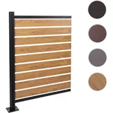 Alu Mülltonnen-Zaun HWC-K57, Erweiterungselement Mülltonnenverkleidung, Holzoptik erweiterbar 130x100x6cm ~ hellbraun