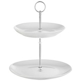 Home4You Etagere, H 23 cm - 2 Etagen - Weiß - Porzellan