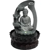 WOLEGM Zimmerbrunnen mit Buddha, 21 * 28cm Tischbrunnen mit LED Beleuchtung und Geräuschloser Pumpe für Heimdekoration, Teehäuser, Clubs, Geschäftsräume