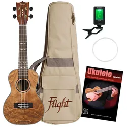 Flight DUC410 Quilted Ash Konzert Ukulele Set