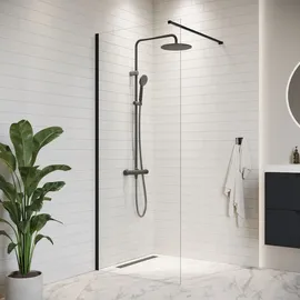 Badplaats Florida Walk-In-Dusche 50 x 200 cm Schwarz Sicherheitsglas